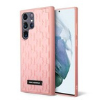 Obal Vzor Karl Lagerfeld Monogram 3D - Obal Samsung Galaxy S23 Ultra (růžový) Case