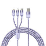 Baseus StarSpeed kabel 3v1 USB-A - Micro-USB / Lightning / USB-C 3,5A 1,2 m fialová