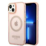 Guess GUHMP14MHTCMP iPhone 14 Plus 6,7" růžový/růžový hard case Zlatý obrys průsvitný MagSafe