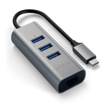 Satechi Aluminium Hub 2in1 - aluminiowy Hub do laptopów i komputerów stacjonarnych USB-C (3x USB-A, Ethernet) (space gray)