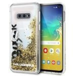 Pouzdro KARL LAGERFELD Samsung Galaxy S10e Třpytivé černo-zlaté pouzdro