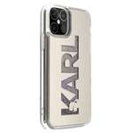 Pouzdro KARL LAGERFELD Apple iPhone 12 Mini Mirror Liquid Glitter Karl KLHCP12SKLMLGR Stříbrné pevné pouzdro