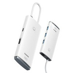 Baseus Dokovací stanice Lite Series s 5 porty Type-C HUB (Type-C na HDMI+USB3.0*3+PD), bílá