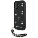 Etui Karl Lagerfeld Saffiano Crystals    w/Chain do iPhone 16 czarny