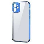 Joyroom New Beauty Series ultratenký průhledný pouzdro s kovovým rámečkem pro iPhone 12 Pro tmavě modrý (JR-BP743)