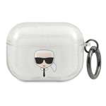 KARL Pouzdro Apple AirPods Pro Cover Glitter Karl`s Head Silver Case