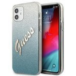 Pouzdro GUESS Apple iPhone 12 Mini Glitter Gradient Script GUHCP12SPCUGLSBL Modré pevné pouzdro