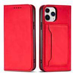 Pouzdro na magnetické karty pro iPhone 12 Pro Pouch Card Wallet Card Holder Card Holder Red