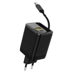 Ładowarka sieciowa Dudao A67EU GaN 67W z wbudowanym zwijanym kablem USB-C Power Delivery Quick Charge - czarna