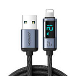 Lightning kabel - USB A 2.4A 1.2m s LED displejem Joyroom S-AL012A16 - Černá
