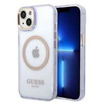 Guess GUHMP14SHTCMU iPhone 14 6,1" fialová/fialová tvrdá case Zlatý obrys průsvitný MagSafe