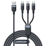 Joyroom Multi-Use Series 3-v-1 kabel S-1T3018A18 Lightning USB-C micro USB 30 cm – černý