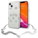 Pouzdro GUESS Apple iPhone 13 Mini Peony Chain Collection Silver Hardcase