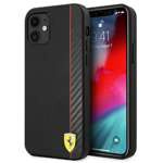 Pouzdro FERRARI Apple iPhone 12 Mini On Track Carbon Stripe Black Hardcase