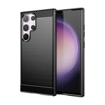 Karbonové pouzdro pro Samsung Galaxy S24 Ultra flexibilní silikonový karbonový kryt – černý