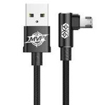 Baseus MVP Elbow Type oboustranný úhlový kabel s boční micro USB zástrčkou 2m 1,5A černý (CAMMVP-B01)