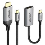 Sada adaptérů Choetech HUB USB typ C - HDMI 2.0 (3840 x 2160 @ 60Hz) šedý (HUB-H12) + kabel USB typ C - HDMI (3840 x 2160 @ 60Hz) 2m šedý (CH0021)