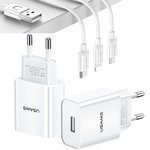 Nabíječka USAMS 1xUSB T18 2.1A Kabel 3v1 Lightning MicroUSB USB-C Rychlé nabíjení LTXLT18OGXD301 Bílá