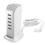 Nabíječka síť 5x USB s vestavěnou kabelym sítí EU bílá (A5EU)