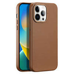 Kožený kryt Dux Ducis Grit pro iPhone 14 Pro Max Elegantní kryt z umělé kůže (kompatibilní s MagSafe) Hnědý