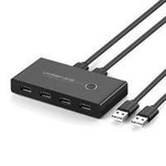 Ugreen spínací skříňka HUB switch 4x USB 2.0 USB rozbočovač pro dva počítače černá (30767)