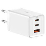 GaN 2xUSB C 1xUSB 65W rychlá nabíječka Baseus GaN5 Pro + USB C - USB C 100W kabel - bílý