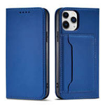 Magnet Card Case pro iPhone 12 obal na karty peněženka stojánek na karty modrý