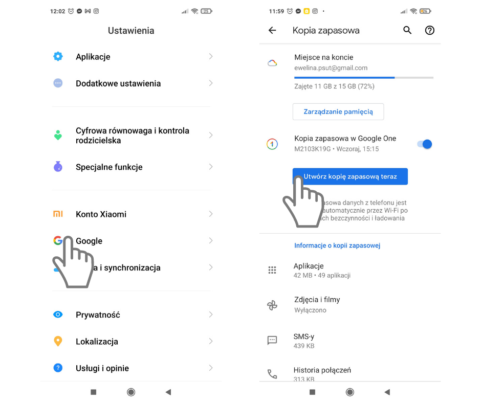 kopia zapasowa w Android