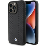 Hülle Bmw Bmhcp15l22rfgk IPhone 15 Pro 6.1" Schwarz/Schwarz Leder Diamond Pattern Case