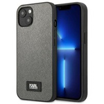Hülle KARL LAGERFELD Apple iPhone 13 Mini Saffiano Plakette Silber Hartcase