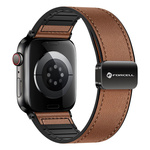 Pasek do Apple Watch Forcell F-Design FA21 magnetyczny skóra ekologiczna 42 / 44 / 45 / 49 mm brązowy