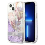 Hülle GUESS Apple iPhone 13 Mini Flower Liquid Glitter Lila Hartcase