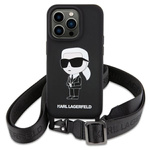 Hülle Karl Lagerfeld KLHCP15SSCBSKNK iPhone 15 6.1" hartcase schwarz/schwarz Crossbody Silikon Ikonik Case