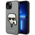 Hülle Karl Lagerfeld iPhone 14 Plus 6,7" silber/silber hartcase Saffiano Karl`s Head Patch