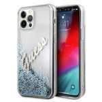 GUESS Apple iPhone 12 Pro Max Glitter Vintage Script GUHCP12LGLVSBL Blau HardHülle