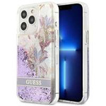 Hülle GUESS Apple iPhone 13 13 Pro Flower Liquid Glitter Lila Hartcase