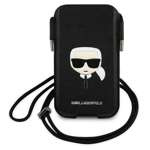 KARL LAGERFELD Handtasche Apple iPhone 13 13 Pro Saffiano Iconic Karl`s Head Schwarz Hardcase