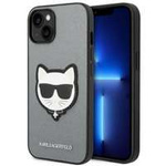 Hülle Karl Lagerfeld iPhone 14 6.1" hartcase Silber/Silber Saffiano Choupette Head Patch