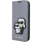 Hülle Karl Lagerfeld KLBKP14LSANKCPG iPhone 14 Pro 6.1" Buchcase silber/silber Saffiano Karl &amp; Choupette Case