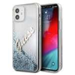 GUESS Apple iPhone 12 Mini Glitter Vintage Script GUHCP12SGLVSBL Blau HardHülle