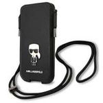 KARL LAGERFELD Handtasche Handy 6.7 Saffiano Iconic Karl`s Schwarz Hartcase