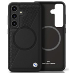Hülle BMW Leder halb strukturiert MagSafe für Samsung Galaxy S25 schwarz
