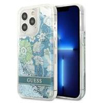 Hülle GUESS Apple iPhone 13 Pro Max Flower Liquid Glitter Grün Hartcase