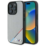 Hülle BMW iPhone 16 Pro Max 6.9" grau/grau hartcase M Perforated Tricolor Line MagSafe