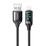 USAMS U78 Lightning 1.2m LED Kabel 2.4A Fast Charging schwarz / schwarz SJ543USB01 (US-SJ543)