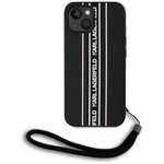Etui Karl Lagerfeld Saffiano Athleisure Stripes Cord do iPhone 15 czarno-różowy