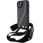 Hülle Bmw Bmhcp15s23psvtk IPhone 15 / 14 / 13 Schwarz/Schwarz Hardcase M Edition Carbon Tricolor Lines & Strap Case