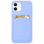 Card Case Silikon Portemonnaie Hülle mit Kartenetui Dokumente für Samsung Galaxy A42 5G lila