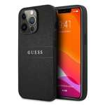 Hülle GUESS Apple iPhone 13 Pro Saffiano Riemen Schwarz Fall