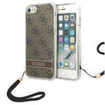 Hülle GUESS Apple iPhone SE 2022 SE 2020 7 8 4G Print Strap Braun Hartcase